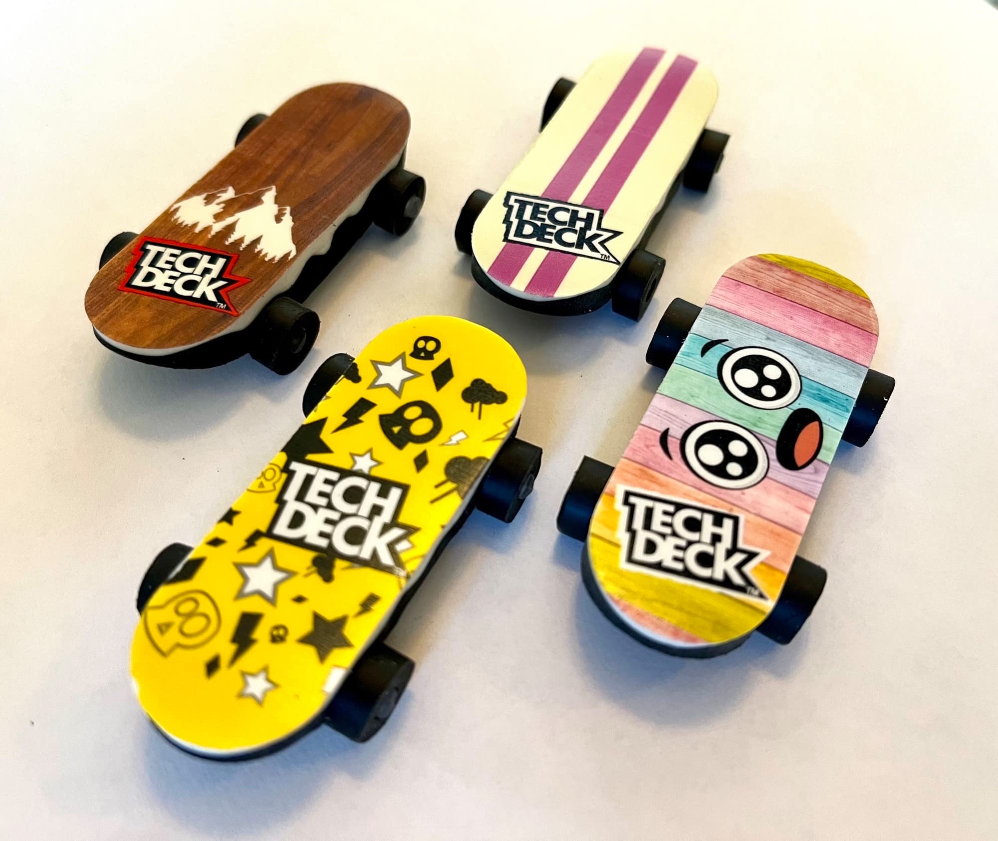 Tech Deck Bendy Boards Collectible Mini Skateboard Erasers, Rubberized Fingerboards (Set 1)