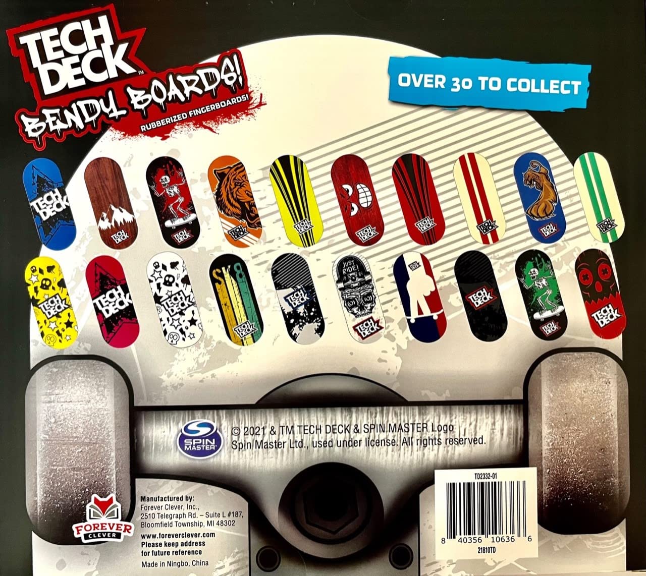 Tech Deck Bendy Boards Collectible Mini Skateboard Erasers, Rubberized Fingerboards (Set 1)