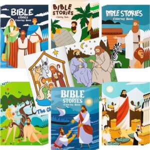 Haooryx Christian Bible Stories Coloring Books 24PCS Mini Booklets Crafts for Kids DIY Art Drawing Book with Jesus Angels Church Fun Holiday Presents Classroom Games Prizes Party Bag Fillers