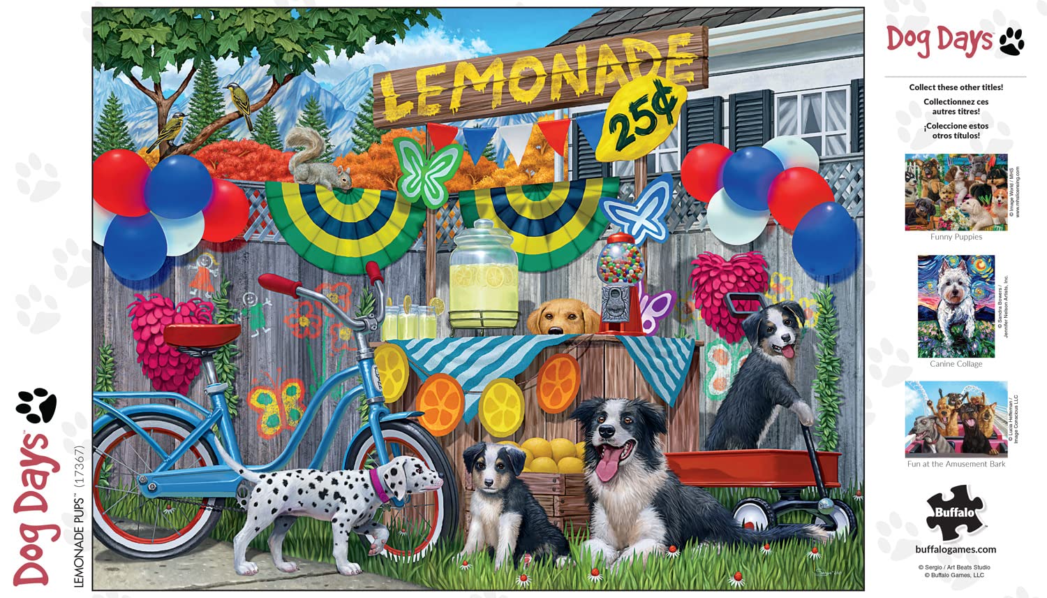 Buffalo Games - Sergio/Art Beats Studio - Lemonade Pups - 750 Piece Jigsaw Puzzle for Adults Challenging Puzzle Perfect for Game Nights - Finished Puzzle Size is 24.00 x 18.00