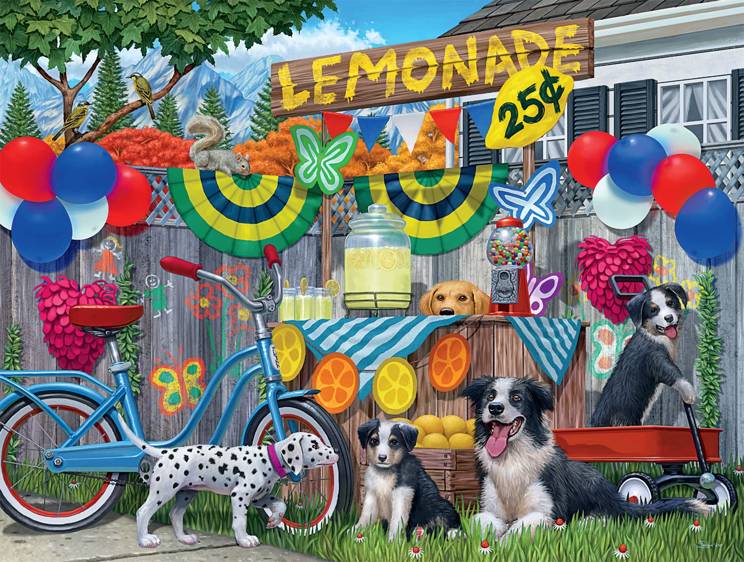 Buffalo Games - Sergio/Art Beats Studio - Lemonade Pups - 750 Piece Jigsaw Puzzle for Adults Challenging Puzzle Perfect for Game Nights - Finished Puzzle Size is 24.00 x 18.00