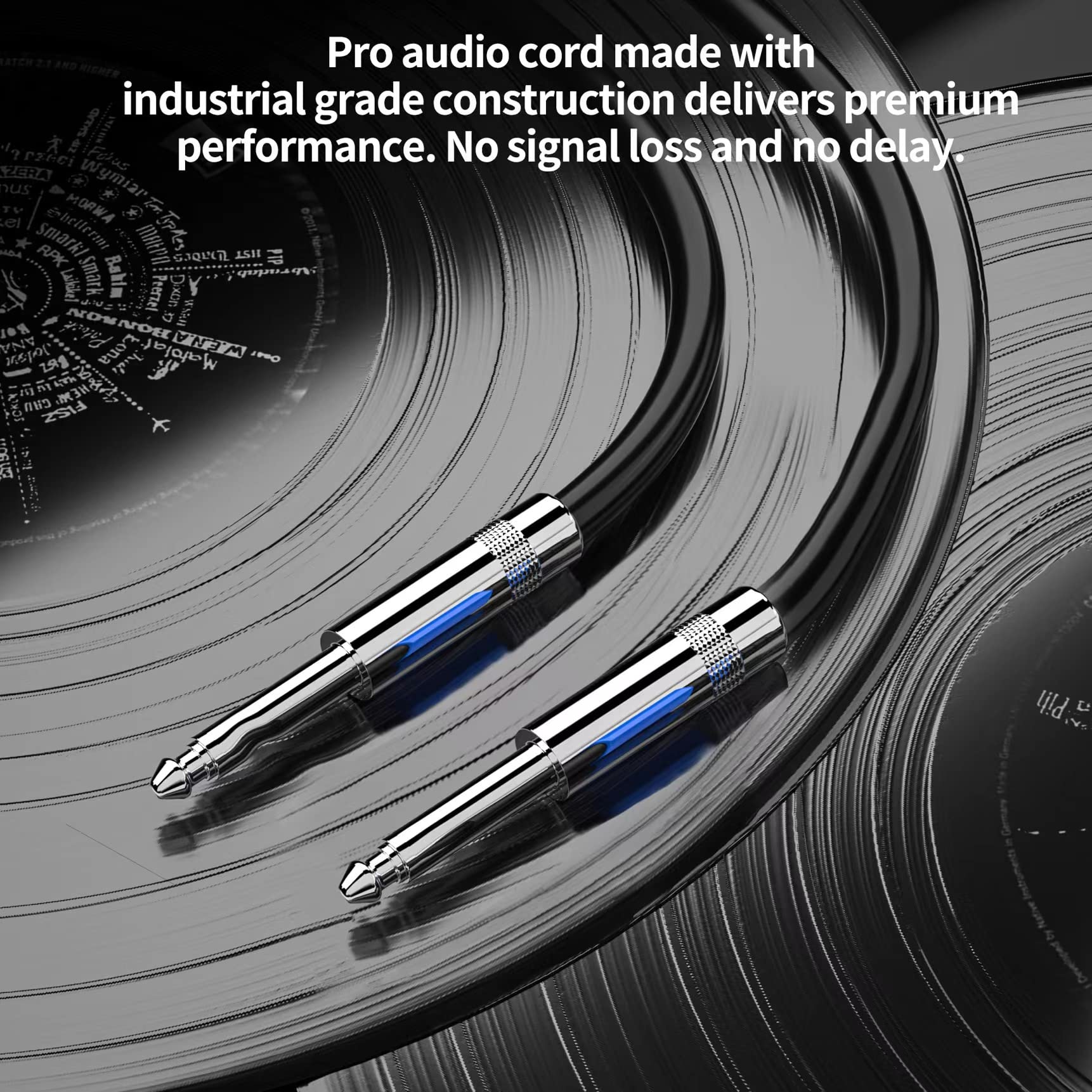 Wdpqyy 2-Pack 25ft 1/4 Inch TS Cable, Professional Quarter Inch 1/4 Inch to 1/4 Inch TS Stereo Interconnect Cable