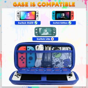 FUNDIARY Carrying Case for Nintendo Switch and Switch OLED, Hard Portable Travel Case for Switch and Switch OLED, Case Accessories Bundle with Game Case and 2 Thumb Caps - for Splatoon 3