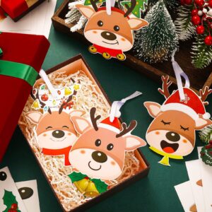 Yinder 48 Pcs Christmas Craft Kit Bulk Christmas Arts and Crafts DIY Christmas Tree Ornament Kit Make Your Own Xmas Tree Ornaments Self Adhesive Sticker Sheets for Xmas Tree(Christmas Reindeer)