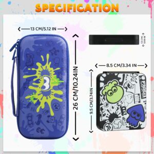 GLDRAM Carrying Case Bundle for Nintendo Switch and Switch OLED, Theme for Splatoon 3 Travel Case for Switch, Carrying Accessories Kit with Game Case, Thumb Grip Caps