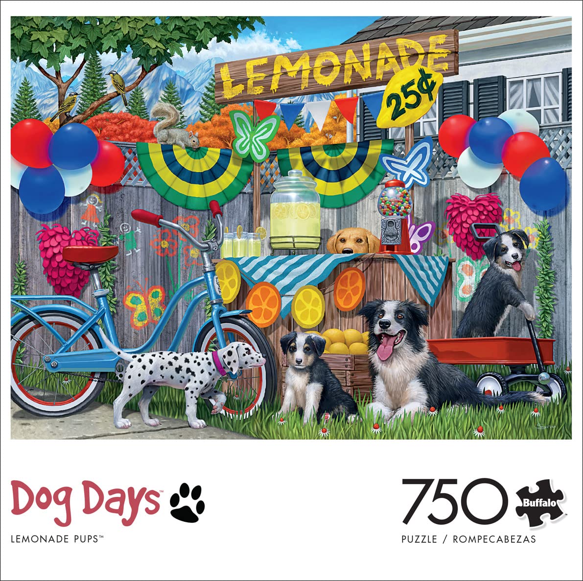 Buffalo Games - Sergio/Art Beats Studio - Lemonade Pups - 750 Piece Jigsaw Puzzle for Adults Challenging Puzzle Perfect for Game Nights - Finished Puzzle Size is 24.00 x 18.00