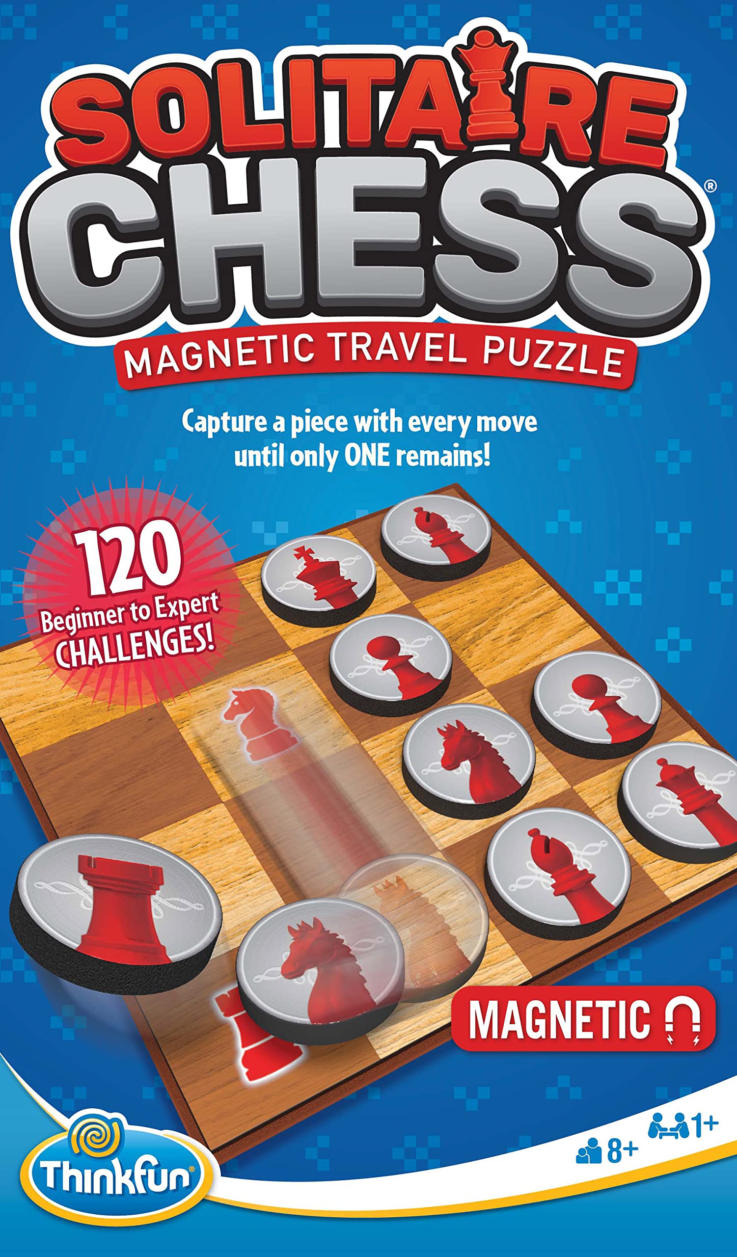 ThinkFun Solitaire Chess Magnetic Travel Puzzle - Engaging Logic Game & STEM Toy for Kids & Adults | Enhances Problem-Solving & Strategic Thinking | Ideal for Age 8 and Up | Travel-Friendly Design