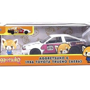 Jada Toys Sanrio 1:24 1986 Toyota Trueno (AE86) Die-cast Car & Aggretsuko Figure, Toys for Kids and Adults (33725)