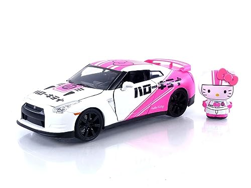 Jada Toys Toyko Speed 1:24 2009 Nissan GT-R R35 Die-cast Car & Hello Kitty Racing Figure, Toys for Kids and Adults