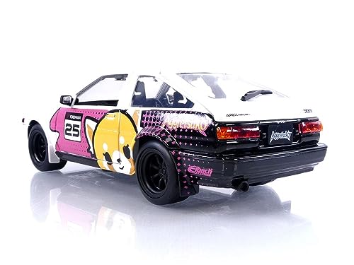 Jada Toys Sanrio 1:24 1986 Toyota Trueno (AE86) Die-cast Car & Aggretsuko Figure, Toys for Kids and Adults (33725)