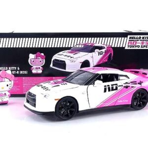 Jada Toys Toyko Speed 1:24 2009 Nissan GT-R R35 Die-cast Car & Hello Kitty Racing Figure, Toys for Kids and Adults