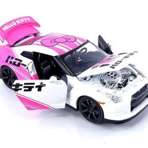 Jada Toys Toyko Speed 1:24 2009 Nissan GT-R R35 Die-cast Car & Hello Kitty Racing Figure, Toys for Kids and Adults