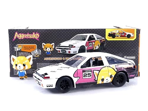 Jada Toys Sanrio 1:24 1986 Toyota Trueno (AE86) Die-cast Car & Aggretsuko Figure, Toys for Kids and Adults (33725)