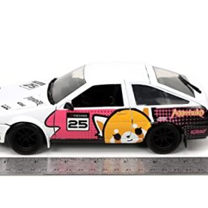 Jada Toys Sanrio 1:24 1986 Toyota Trueno (AE86) Die-cast Car & Aggretsuko Figure, Toys for Kids and Adults (33725)