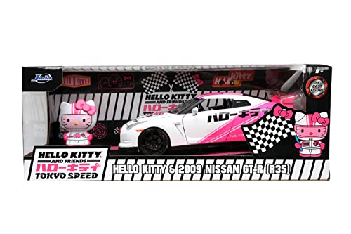 Jada Toys Toyko Speed 1:24 2009 Nissan GT-R R35 Die-cast Car & Hello Kitty Racing Figure, Toys for Kids and Adults