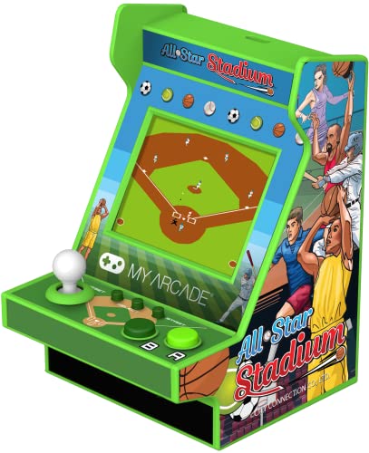 My Arcade All Star Stadium Nano Player- Portable Mini Arcade Machine with 207 Retro Games, 2.4" Screen, Green, Tiny Arcade