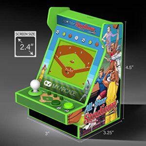 My Arcade All Star Stadium Nano Player- Portable Mini Arcade Machine with 207 Retro Games, 2.4" Screen, Green, Tiny Arcade