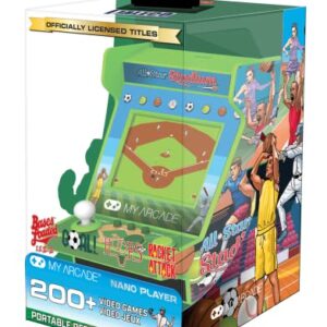 My Arcade All Star Stadium Nano Player- Portable Mini Arcade Machine with 207 Retro Games, 2.4" Screen, Green, Tiny Arcade