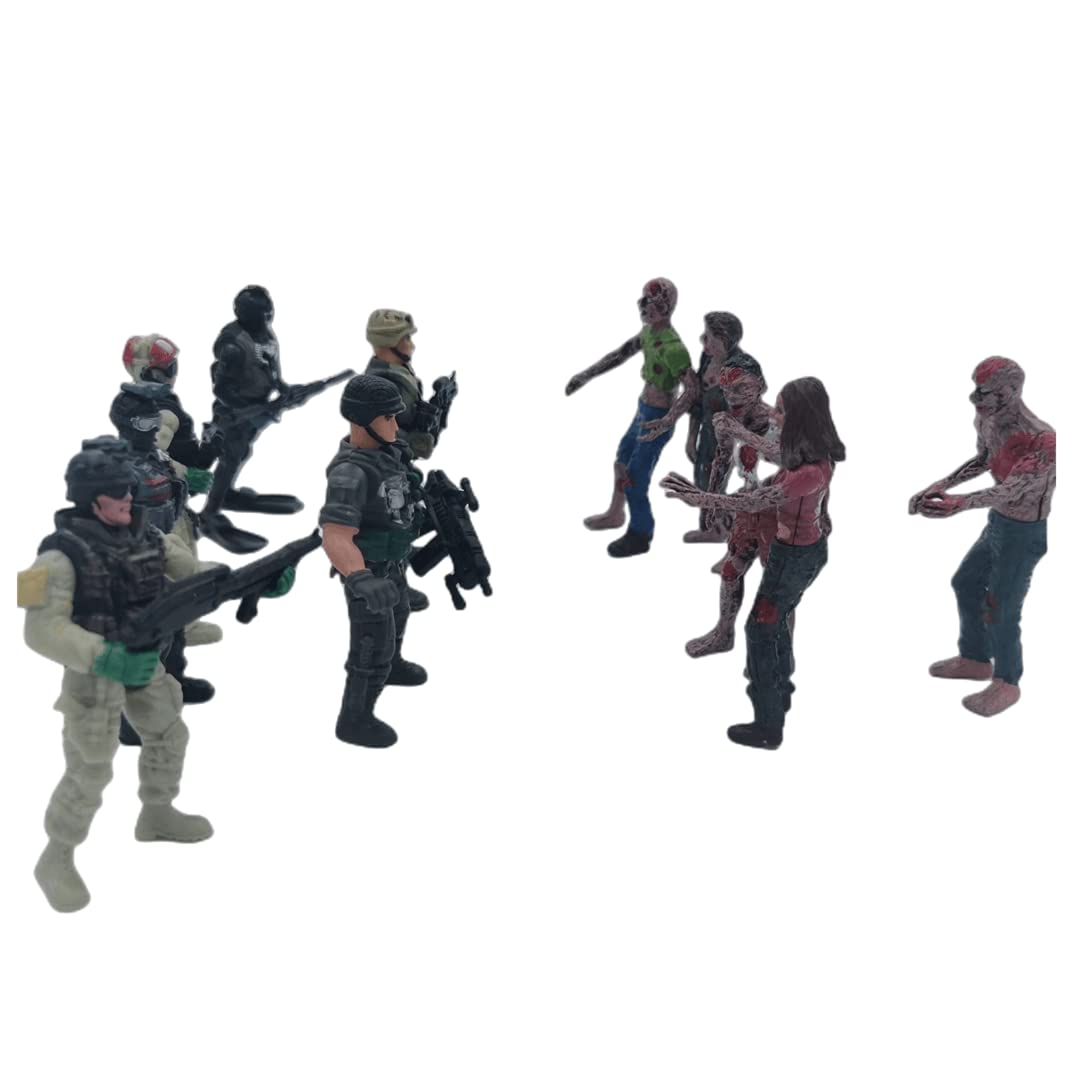 LIVELYOU Army Men and Zombie Action Figure Toys Realistic Battle Scene Zombie Toys Playset Collections Christmas Halloween Toys Gifts Decoration for Boys Adults Kids (12PCS) (Black)