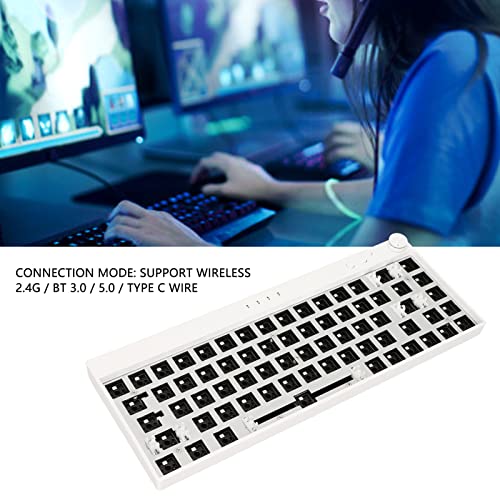 Yoidesu RGB Mechanical Keyboard DIY Kit, 68 Keys Hot Swappable Modular Custom Keyboard, 3Pin/5Pin Switch, Wireless 2.4G/Bluetooth/Type C Wired Gaming Keyboard(White)