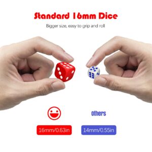 6 Sided Dice Set 10 Colors 16mm Acrylic Game Dice for DND, MTG, RPG, Tenzi, Yahtze, Bunco, Table Borad Games, Math Teaching (100 Pieces 10 Colors)