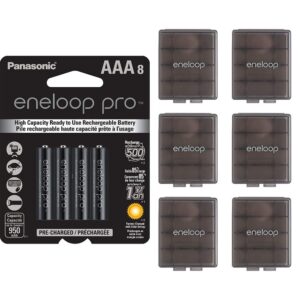 panasonic eneloop pro aaa high capacity batteries (8-pack) and battery storage cases (6-pack)