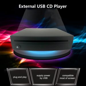 Xglysmyc External USB Car Universal CD Player,Vehicle CD Player for Car via USB Radio Connection Portable CD Player for Car Android Navigation with USB Port-Plug and Play