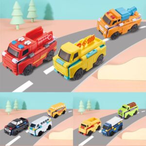 Anti-Reverse Car Toy Set, 2022 New Reverse Car Toy Set, Transforming Toys Car, Children's Creative Mini Transforming Car, 2-in-1 Flip Transformation Cars Toys Convert Two Forms in 3 Seconds (B)