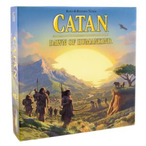 catan dawn of humankind board game - embark on humanity's greatest journey! strategy game, family game for kids & adults, ages 12+, 3-4 players, 90 minute playtime, made by catan studio