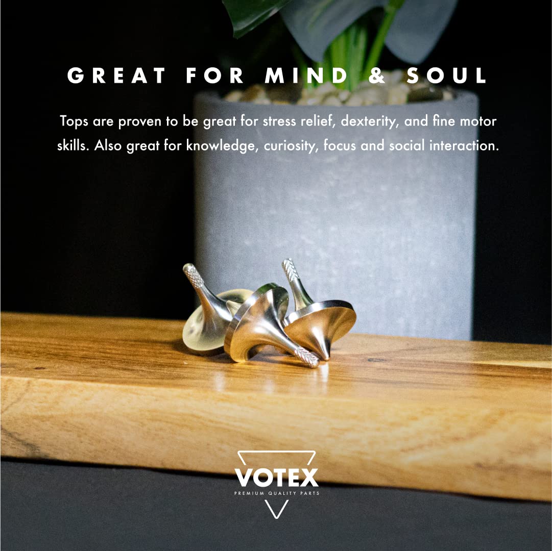 Votex - Made in USA - Timeless Spin CNC Stainless Steel Metal Spinning Top