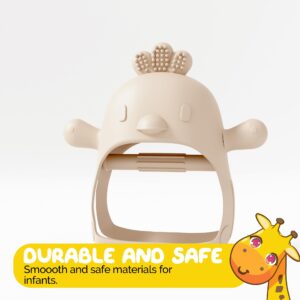 Beige Pacifier Teether Toy Never Drop Baby Teether Wrist Wearable Baby Teether Beige Baby Toys - Little Chick Newborn Toys by Muqee Peeko in Baby Safe Silicone Baby teether