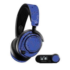 mightyskins skin compatible with steelseries arctis nova pro - blue bandana | protective, durable, and unique vinyl decal wrap cover | easy to apply, remove, and change styles | made in the usa