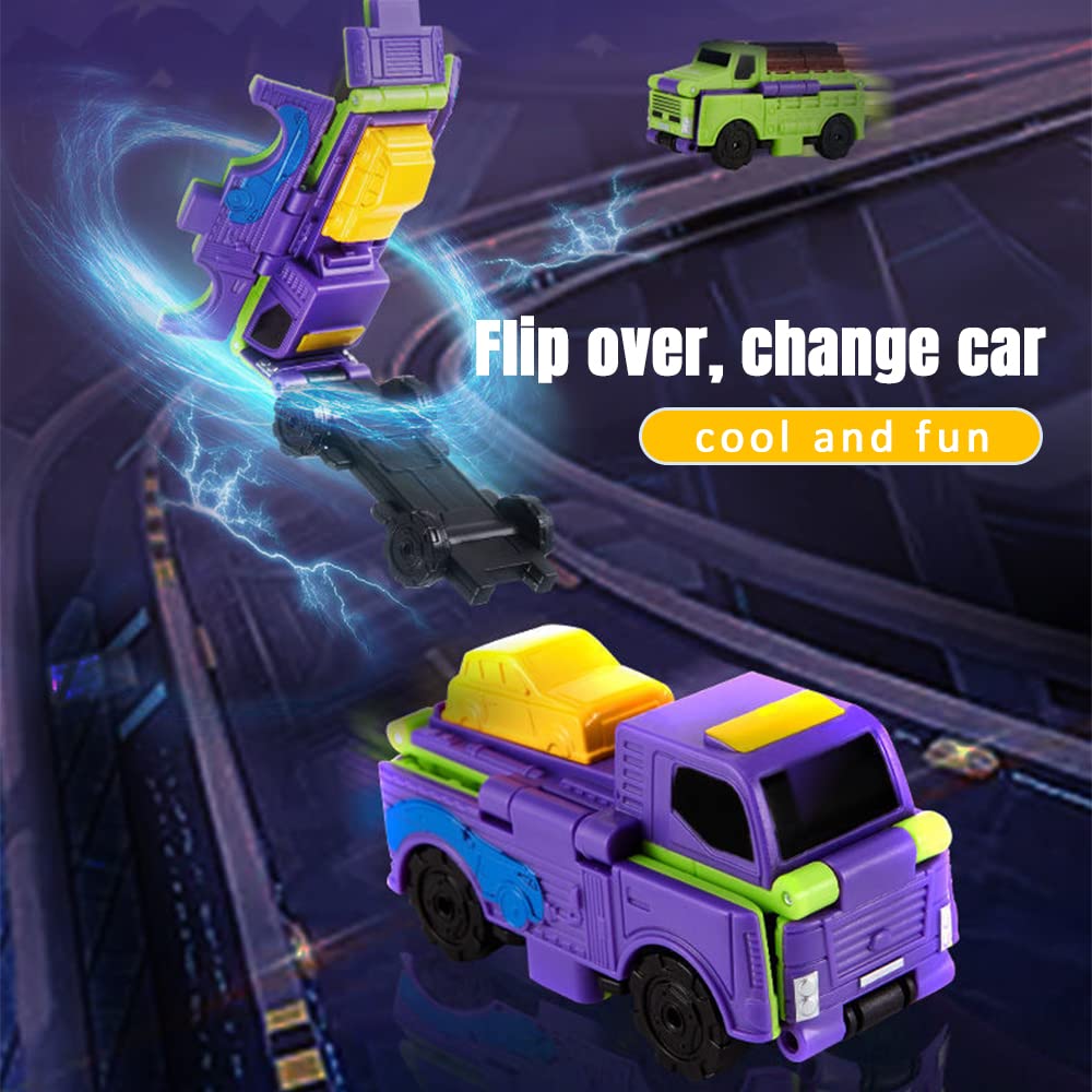 Anti-Reverse Car Toy Set, 2022 New Reverse Car Toy Set, Transforming Toys Car, Children's Creative Mini Transforming Car, 2-in-1 Flip Transformation Cars Toys Convert Two Forms in 3 Seconds (B)