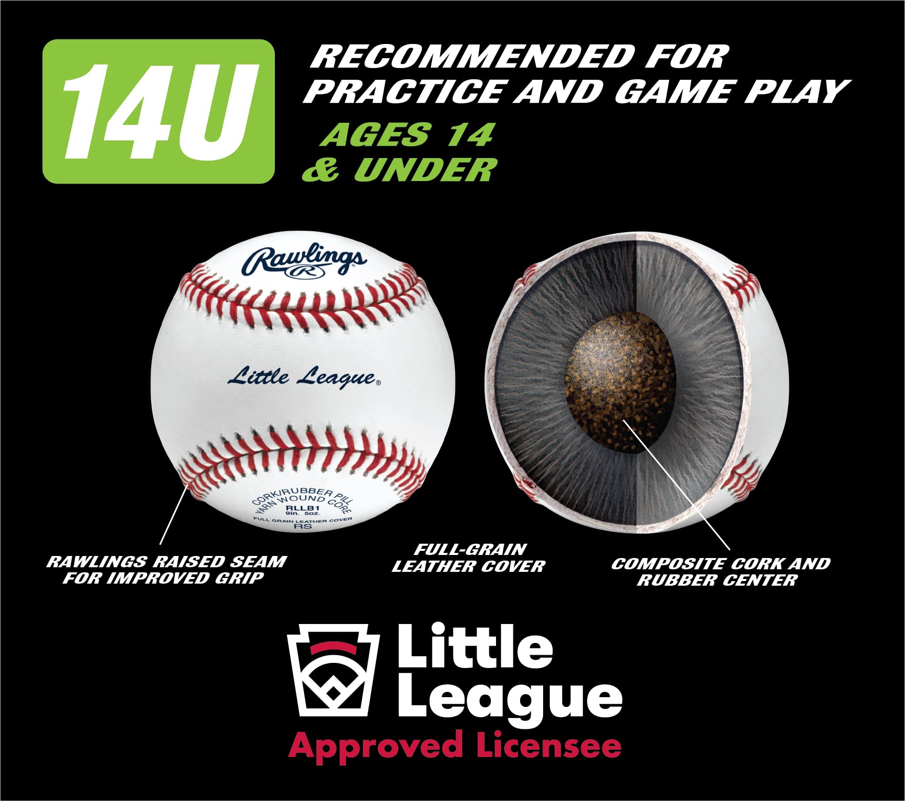 Rawlings | Little League Baseballs | Competition Grade | RLLB1 | Youth/14U | 12 Count White