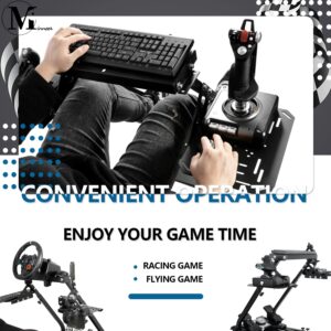 Minneer Foldable Racing Flight Simulation Cockpit with Red Seat Fit for Logitech/Thrustmaster/Fanatec X56 X52 G29 G920 T248,Double Levers Drive Gaming Wheel Stand,Not Included Wheel, Pedal & Handbrake