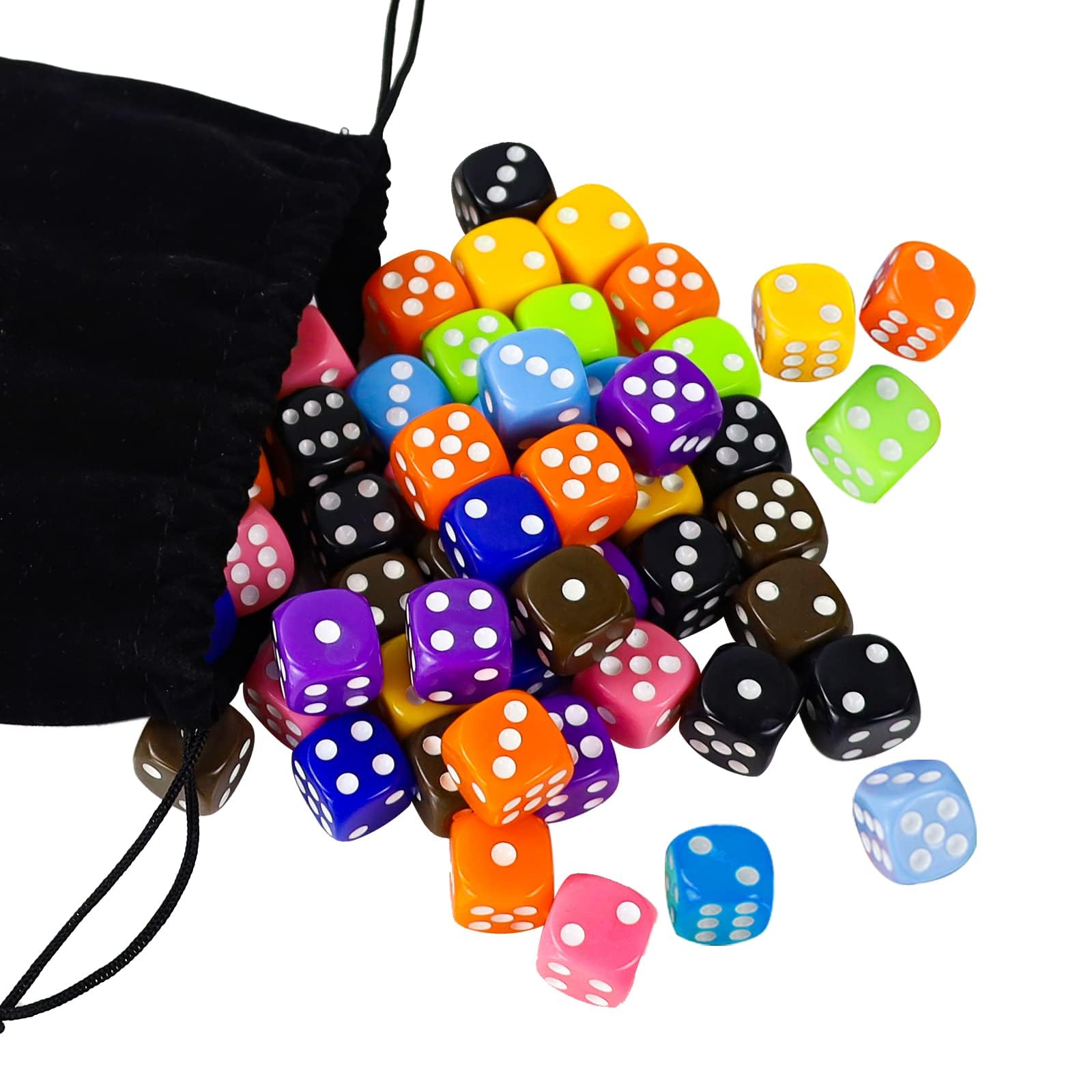 6 Sided Dice Set 10 Colors 16mm Acrylic Game Dice for DND, MTG, RPG, Tenzi, Yahtze, Bunco, Table Borad Games, Math Teaching (100 Pieces 10 Colors)