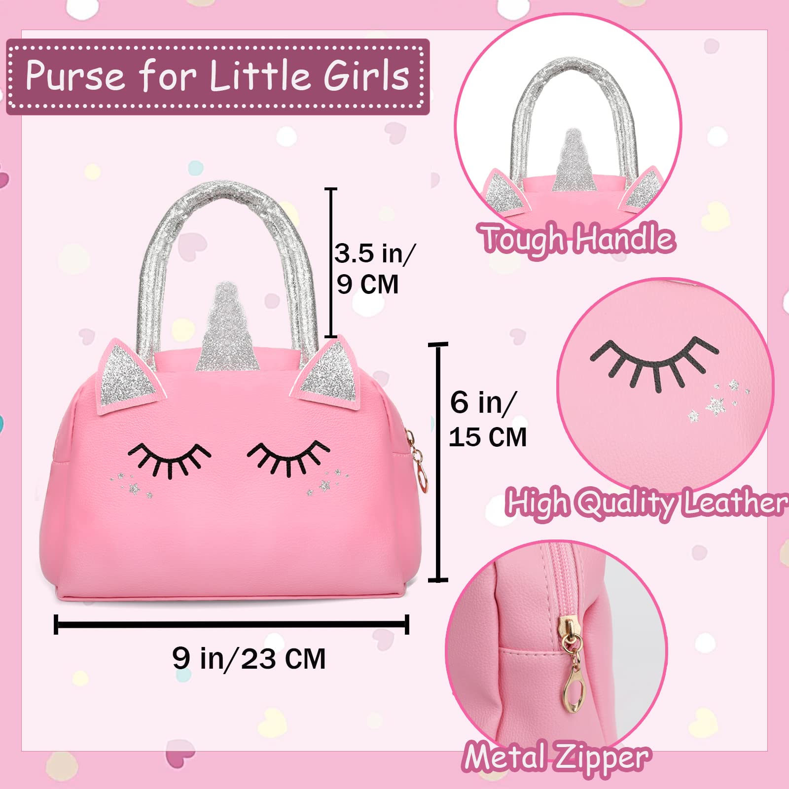 Play Purse Little Girls Toys - Fake Pretend Makeup for Toddlers with Girls Purse Pretend Play Girls Toys for 3 4 5 6 Year Old Toddler Purse Fake Kids Phone Birthday Gifts for Girls