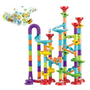 marble run for kids ages 4-8 - maze game diy educational playset birthday gift for ages 3+,track pipe building blocks glass marbles for kids birth day preschool, toys for 3 year old boys christmas