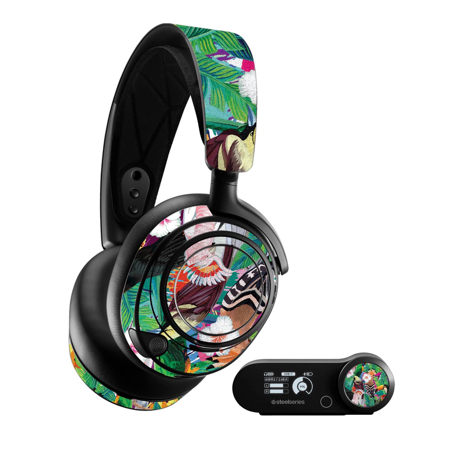 MightySkins Glossy Glitter Skin Compatible with SteelSeries Arctis Nova Pro - Tropical Paradise | Protective, Durable High-Gloss Glitter Finish | Easy to Apply and Change Styles | Made in The USA