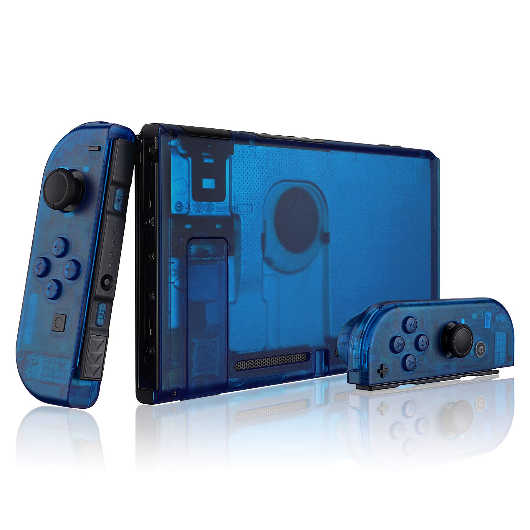 eXtremeRate Clear Blue Front Back Plate for Nintendo Switch Console, NS Joycon Handheld Controller Housing with Full Set Buttons, Replacement Shell for Nintendo Switch - Switch NOT Included