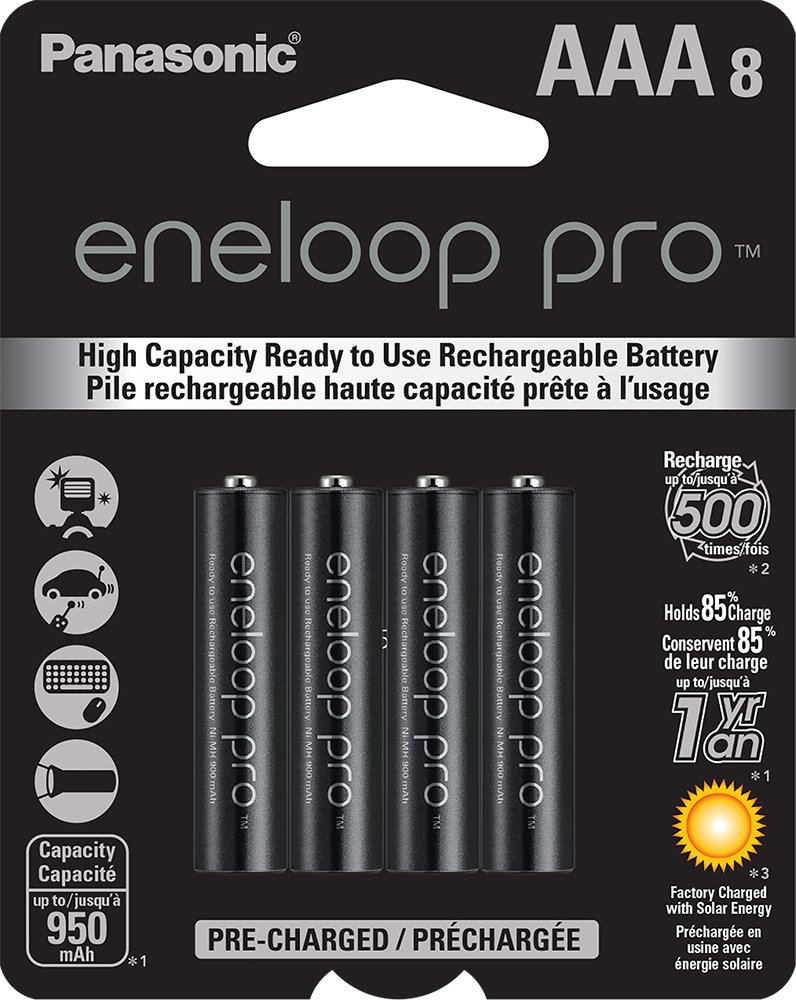 Panasonic eneloop pro AAA High Capacity Batteries (8-pack) and Battery Storage Cases (6-pack)