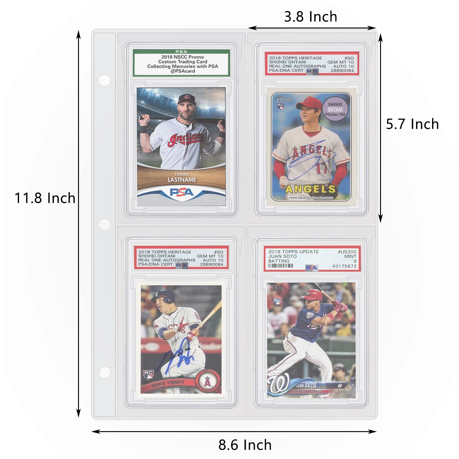 Graded Card Slab Binder Pages for Storage & Display, Compatible with 40 PSA, BGS, BCCG, CGC Graded Sports Cards, Also Fit One-Touch Magnetic Card Holders, 10 Pages (Card & Case Not Include)