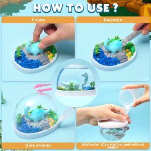 Karsspor Dinosaur Snow Globe Making Kit, 4 PCS Water Globe Kit with 4 Different Dinosaur Toys, Make Creative Dinosaur Arts and Crafts, Great Gifts for Girls and Boys Ages 4-6-8-12