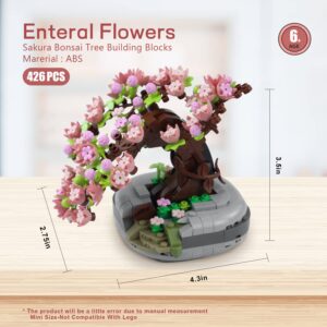 Waktuk Mini Bricks Sakura Bonsai Model Cherry Blossom Potted Plant Tree Building Block Kit 426 PCS, Mini Particle Simulation Flower Botanical Collection Construction Toy