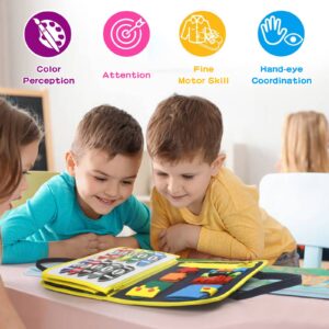 OYOCOOL Busy Board Montessori Toy for 3 4 5 Year Old Girls and Boys, Sensory Board Toys for Toddlers, Preschool Educational Toys Develop Fine Basic Dress Motor Skills