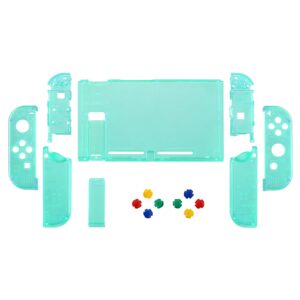 eXtremeRate Clear Emerald Green Front Back Plate for Nintendo Switch Console, NS Joycon Handheld Controller Housing with Colorful Buttons, Replacement Shell for Nintendo Switch - Switch NOT Included