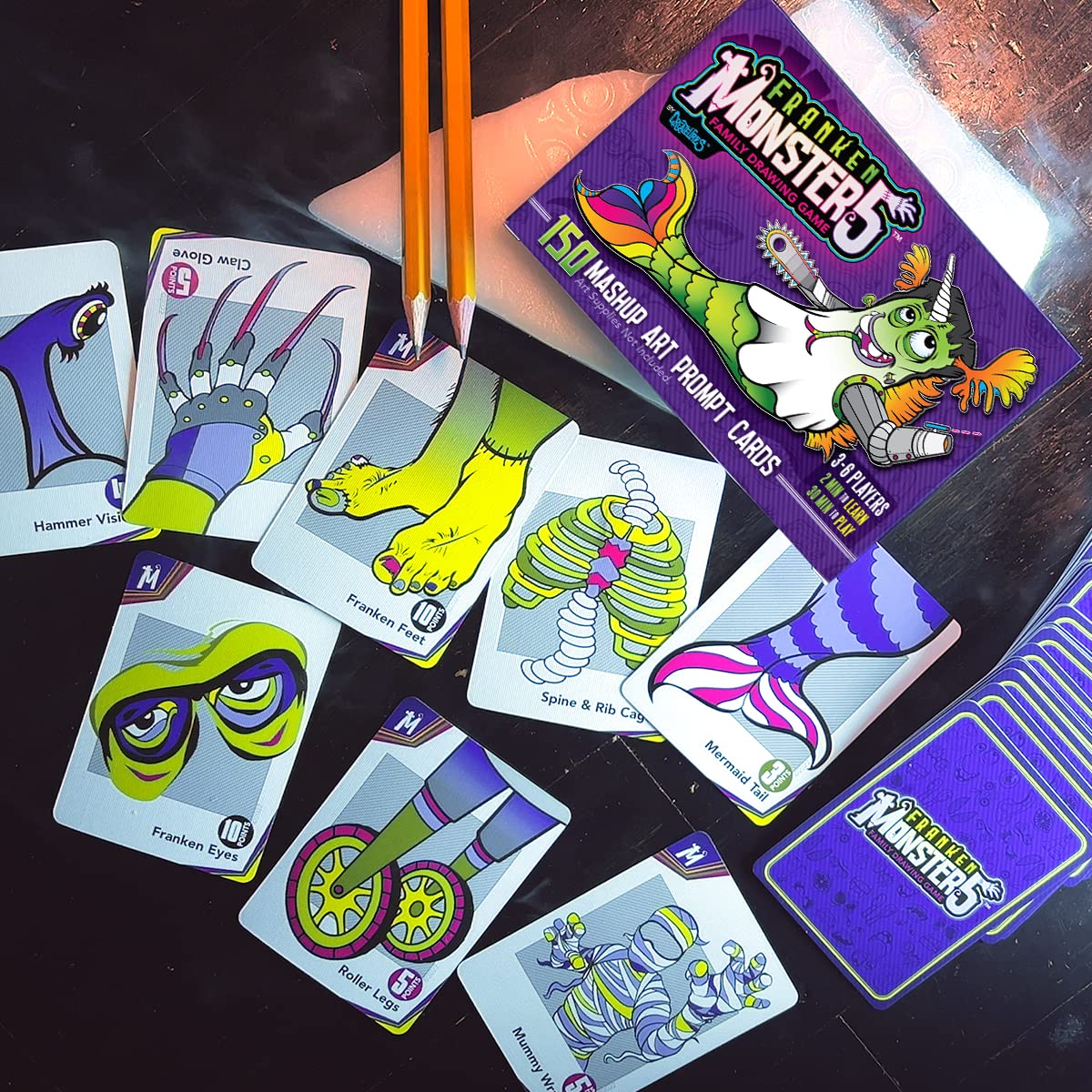 Frankenstein Monsters Drawing Game for Creative Family Fun! 150 Art Prompts Cards to Doodle Monster Mashup Artwork! Gift for Artists Kids, Teens to Boost Imagination Play & Creativity!