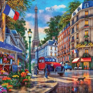 Majestic by Springbok 1000 Piece Jigsaw Puzzle Paris Street Life - Made in USA - Compact Box