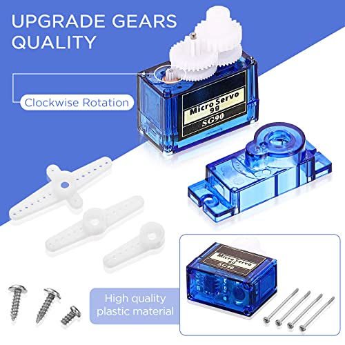 Hanaive 16 Pcs SG90 9g Micro Servo Motor Mini Servo Motors RC Servo Kit for Robot Helicopter Airplane Car Boat Control