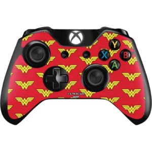 skinit decal gaming skin compatible with xbox one controller - officially licensed warner bros wonder woman logo pattern design